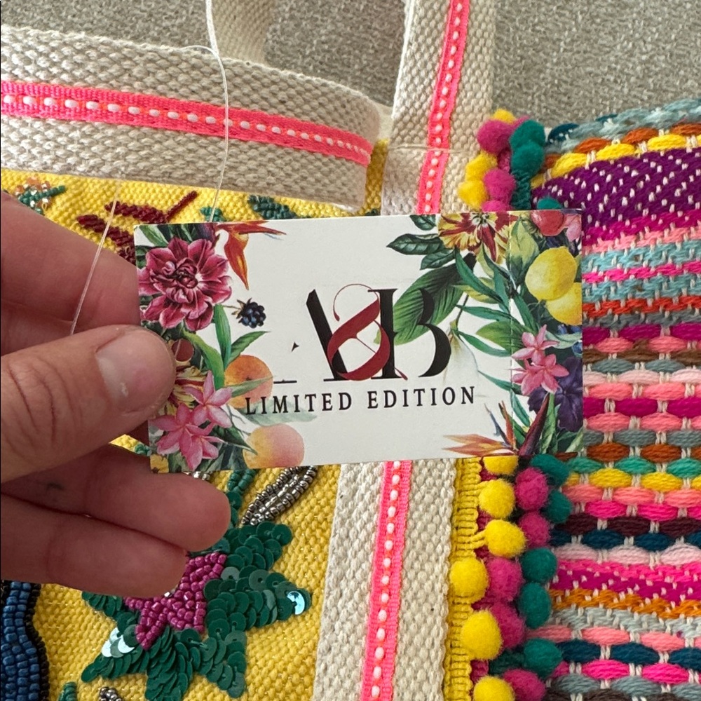 Colorful Embroidered and Beaded Tote Bag - Picture 4 of 5
